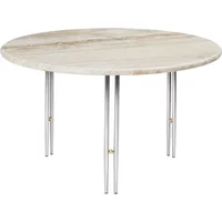 Gubi GUBI - IOI Coffee Table, Ø 70 cm, Chrom / Travertin rippled beige