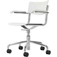 Thonet Thonet - S 43 FDR Bürostuhl mit Armlehnen, Chrom / Buche weiß gebeizt (TP 200)