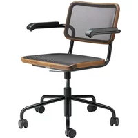 Thonet Thonet - S 64 NDR Bürostuhl, schwarz / Nussbaum geölt / Netzgewebe schwarz (Pure Materials)