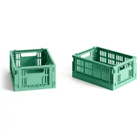 Hay HAY - Colour Crate Korb Mini, 17 x 13 cm, dark mint, recycled (2er-Set)