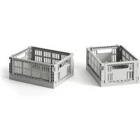 Hay HAY - Colour Crate Korb Mini, 17 x 13 cm, light grey, recycled (2er-Set)