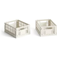 Hay HAY - Colour Crate Korb Mini, 17 x 13 cm, off-white, recycled (2er-Set)