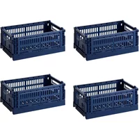 Hay HAY - Colour Crate S Korb-Set, dark blue, recycled (4er-Set)