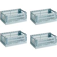Hay HAY - Colour Crate S Korb-Set, dusty blue, recycled (4er-Set)