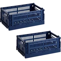 Hay HAY - Colour Crate S Korb-Set, dark blue, recycled (2er-Set)