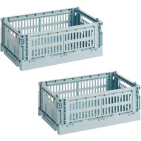 Hay HAY - Colour Crate S Korb-Set, dusty blue, recycled (2er-Set)