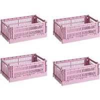 Hay HAY - Colour Crate S Korb-Set, dusty rose, recycled (4er-Set)