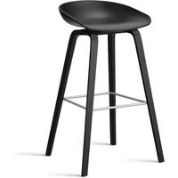 Hay HAY - About A Stool AAS 32 H 75 cm, Eiche schwarz lackiert / Edelstahl / black 2.0 (Kunststoffgleiter)
