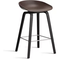 Hay HAY - About A Stool AAS 32 H 65 cm, Eiche schwarz lackiert / Edelstahl / raisin 2.0 (Kunststoffgleiter)