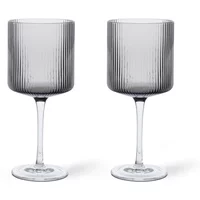 Ferm Living Ferm Living - Ripple Rotweinglas, smoked grey (2er-Set)