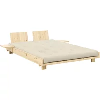 Karup Karup - Social Bett 140 x 200 cm, komplett -Set, beige / Kiefer klar