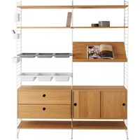 String Furniture String - Aufbewahrungskombination, 158 x 200 x 30 cm, Eiche / weiß