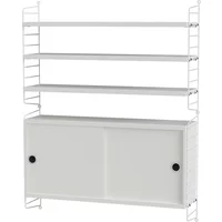 String Furniture String - Wandregal mit Schrank, 78 x 100 x 20 cm, weiß / weiß