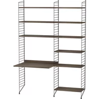 String Furniture String - Arbeitsplatzkombination, 140 x 200 x 30 cm, Walnuss / schwarz