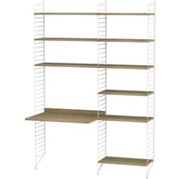 String Furniture String - Arbeitsplatzkombination, 140 x 200 x 30 cm, Eiche / weiß