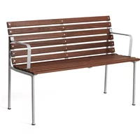 Hay HAY - Traverse Outdoor Dining Bank mit Armlehnen, Aluminium / Esche geölt