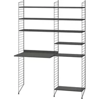 String Furniture String - Arbeitsplatzkombination, 140 x 200 x 30 cm, dunkelgrau / schwarz