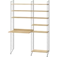 String Furniture String - Arbeitsplatzkombination, 140 x 200 x 30 cm, Eiche / dunkelgrau