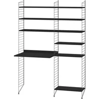 String Furniture String - Arbeitsplatzkombination, 140 x 200 x 30 cm, schwarz gebeizt / dunkelgrau