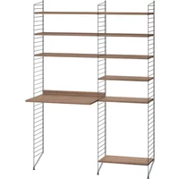 String Furniture String - Arbeitsplatzkombination, 140 x 200 x 30 cm, Walnuss / dunkelgrau