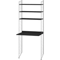 String Furniture String - Arbeitsplatzkombination, 78 x 200 x 30 cm, schwarz gebeizt / dunkelgrau