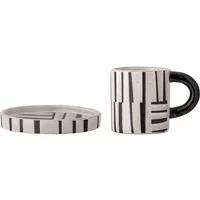 Bloomingville Bloomingville - Frankie Tasse inkl. Untertasse, schwarz / weiß (2-tlg.)