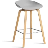 Hay HAY - About A Stool AAS 32 H 65 cm, Eiche lackiert / Edelstahl / concrete grey 2.0 (Kunststoffgleiter)