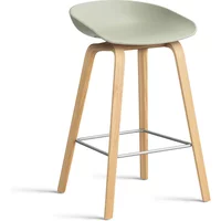Hay HAY - About A Stool AAS 32 H 65 cm, Eiche lackiert / Edelstahl / pastel green 2.0 (Kunststoffgleiter)