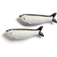 &klevering &klevering - Salz- und Pfefferstreuer, Sardine, schwarz / weiß