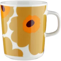 Marimekko Marimekko - Oiva Unikko Becher mit Henkel, 250 ml, weiß / caramel / warm orange