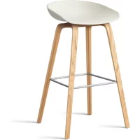 Hay HAY - About A Stool AAS 32 H 75 cm, Eiche lackiert / Edelstahl / melange cream 2.0 (Kunststoffgleiter)