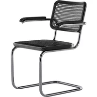 Thonet Thonet - JS. THONET a personal Interpretation by Jil Sander S 64 V Serious Armlehnstuhl, Glossy Titan / Buche high-gloss graphite black / Rohrgeflecht mit Kunststoffstützgewebe