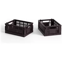 Hay HAY - Colour Crate Korb Mini, 17 x 13 cm, bordeaux, recycled (2er-Set)