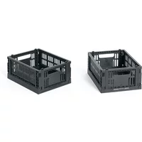 Hay HAY - Colour Crate Korb Mini, 17 x 13 cm, charcoal, recycled (2er-Set)