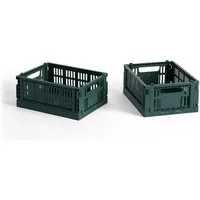 Hay HAY - Colour Crate Korb Mini, 17 x 13 cm, dunkelgrün, recycled (2er-Set)