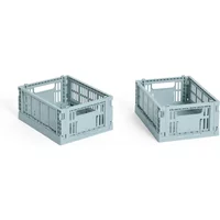 Hay HAY - Colour Crate Korb Mini, 17 x 13 cm, dusty blue, recycled (2er-Set)