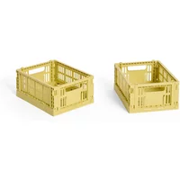 Hay HAY - Colour Crate Korb Mini, 17 x 13 cm, dusty yellow, recycled (2er-Set)