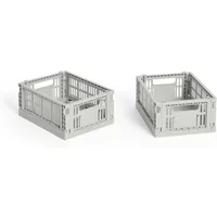 Hay HAY - Colour Crate Korb Mini, 17 x 13 cm, grau, recycled (2er-Set)