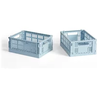 Hay HAY - Colour Crate Korb Mini, 17 x 13 cm, soft blue, recycled (2er-Set)