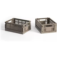 Hay HAY - Colour Crate Korb Mini, 17 x 13 cm, warm grey, recycled (2er-Set)