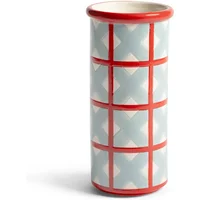 &klevering &klevering - Patch Vase, Kreuz, Ø 9 x 19 cm, hellblau / rot