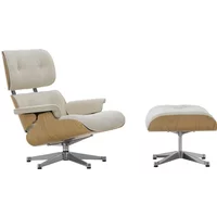Vitra Vitra - Lounge Chair & Ottoman, poliert, Kastanie natur, Nubia, crème / perle (neue Maße)