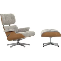 Vitra Vitra - Lounge Chair & Ottoman, poliert, Kirsche natur, Nubia, crème / dunkelbraun (neue Maße)