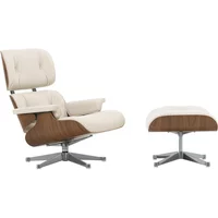 Vitra Vitra - Lounge Chair & Ottoman, poliert, Nussbaum natur , Leder Premium F, snow (neue Maße)
