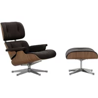 Vitra Vitra - Lounge Chair & Ottoman, poliert, Nussbaum natur, Leder Premium F, chocolate (neue Maße)