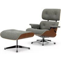 Vitra Vitra - Lounge Chair & Ottoman, poliert, Nussbaum natur, Nubia, crème / dunkelbraun (neue Maße)