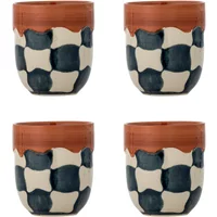 Bloomingville Bloomingville - Check Tasse 375 ml, blau (4er Set)