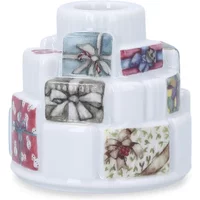 Kähler Design Kähler Design - Hammershøi Kerzenständer mit Geschenkemotiv, Ø 7,5 cm, weiß /mehrfarben