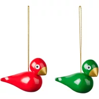 Kay Bojesen Denmark Kay Bojesen - Vogel Weihnachtsschmuck, rot / grün (2er Set)