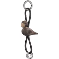 Kay Bojesen Denmark Kay Bojesen - Vogel Schlüsselanhänger, Eiche unbehandelt, geräuchert/ silber / Leder schwarz